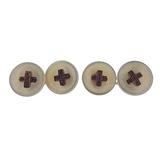 Antique French Gold Mother-of-Pearl Ruby Button Cufflinks