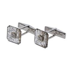 Rutilated Quartz Diamond Gold Cufflinks