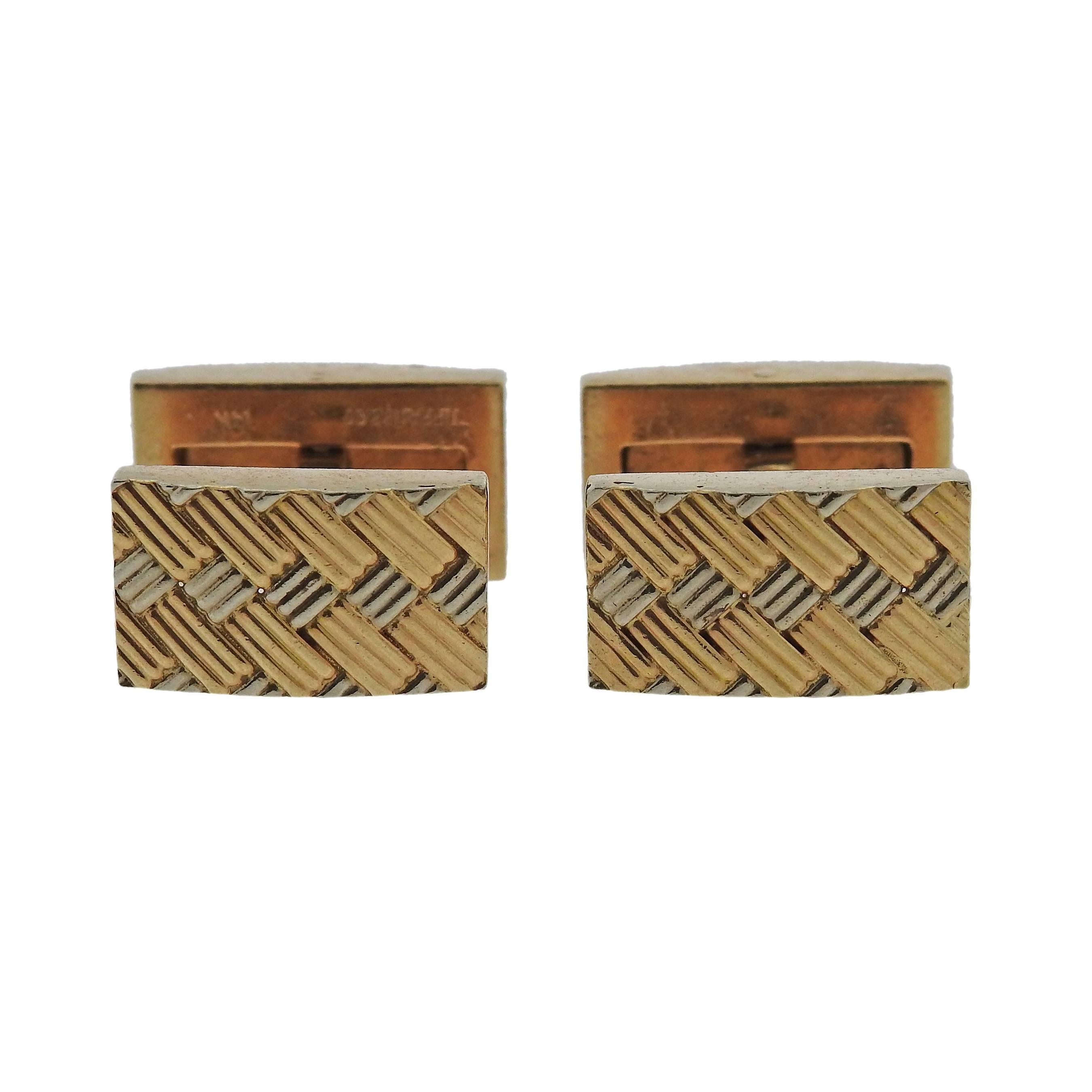 Tiffany & Co. Gold Woven Cufflinks