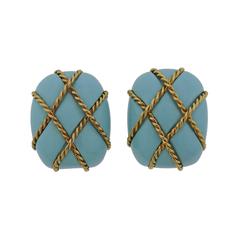 Seaman Schepps Turquoise Gold Cage Earrings