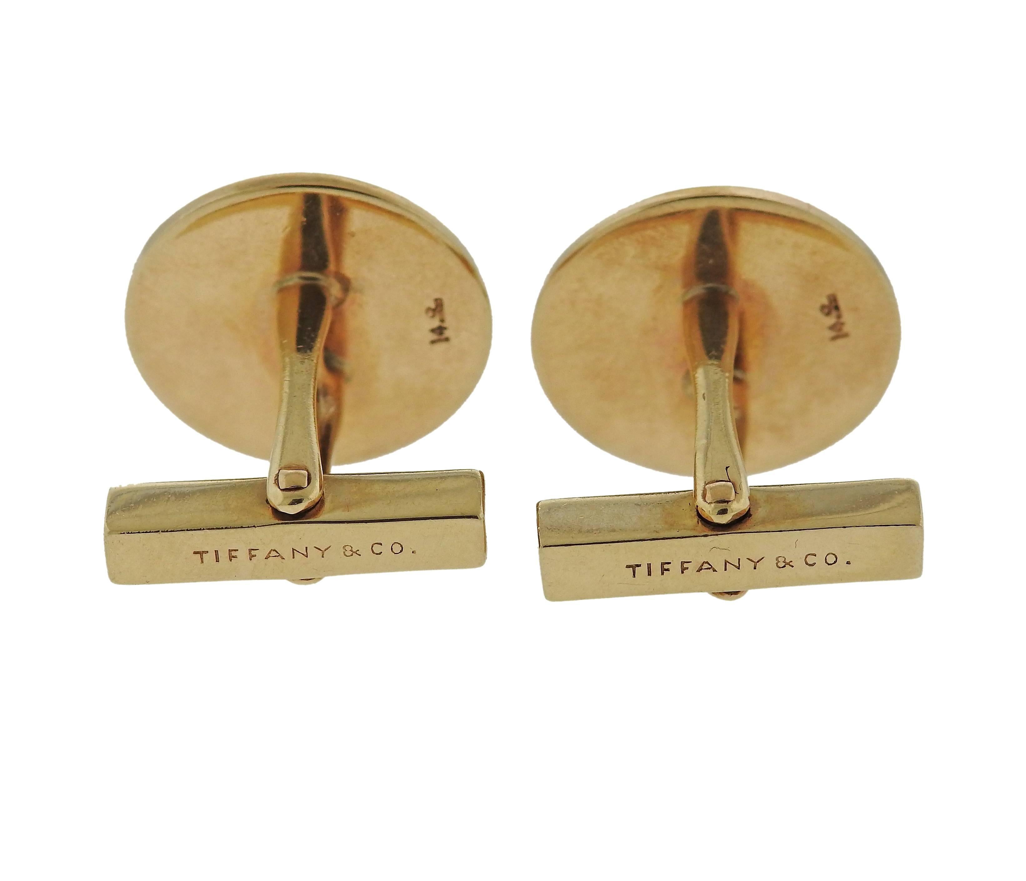 Tiffany & Co. Gold Disc Cufflinks In Excellent Condition In Lambertville, NJ