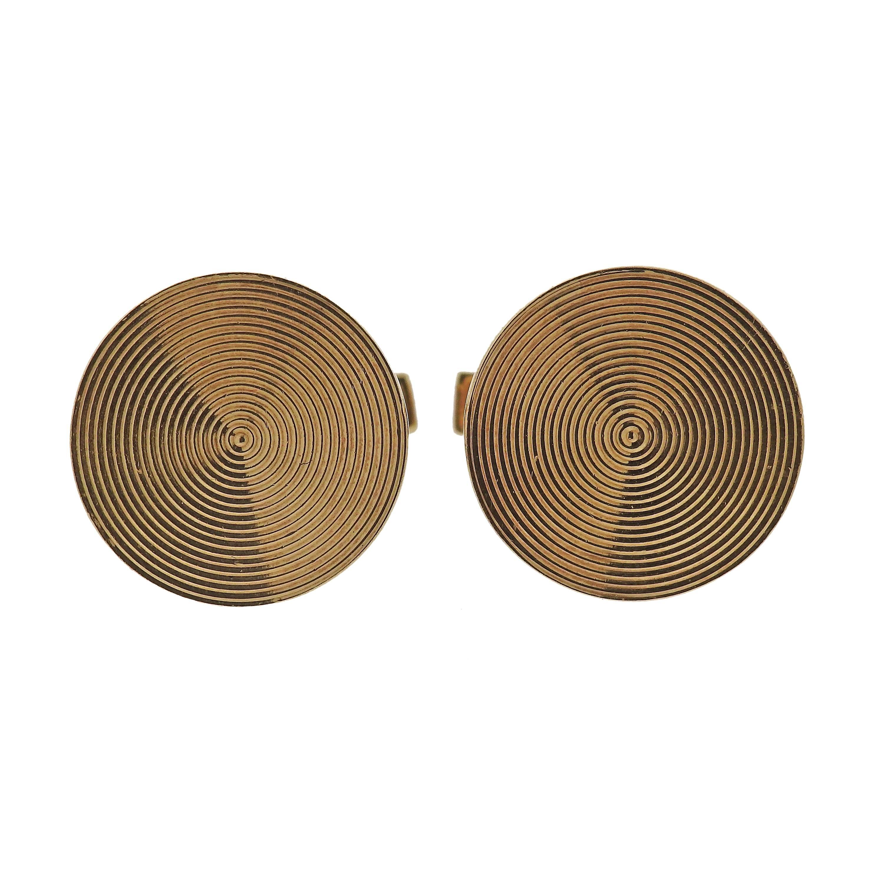 Tiffany & Co. Gold Disc Cufflinks 1