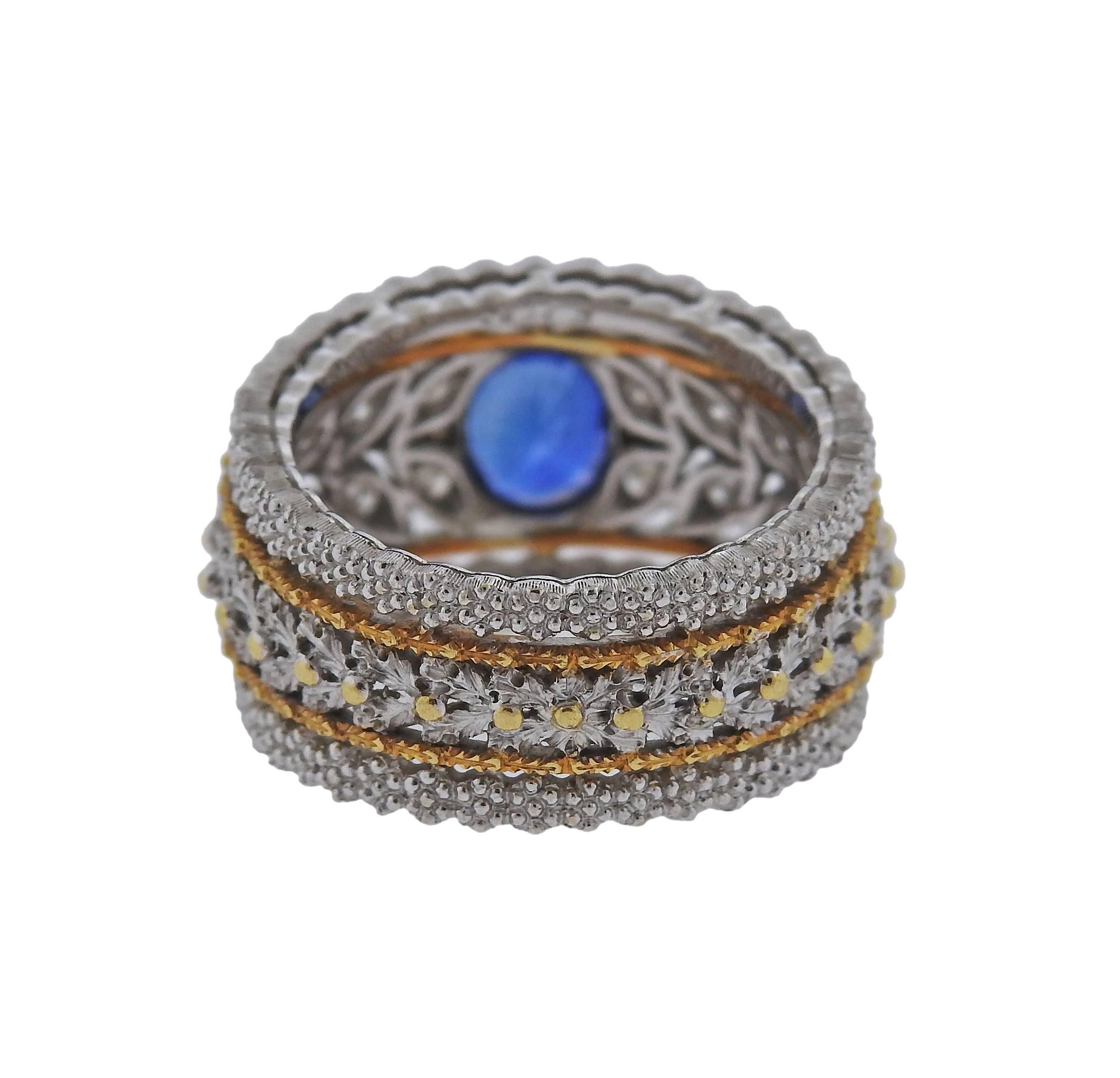 Women's or Men's Buccellati Sapphire Diamond Gold Ring