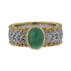 Buccellati Emerald Cabochon Gold Band Ring
