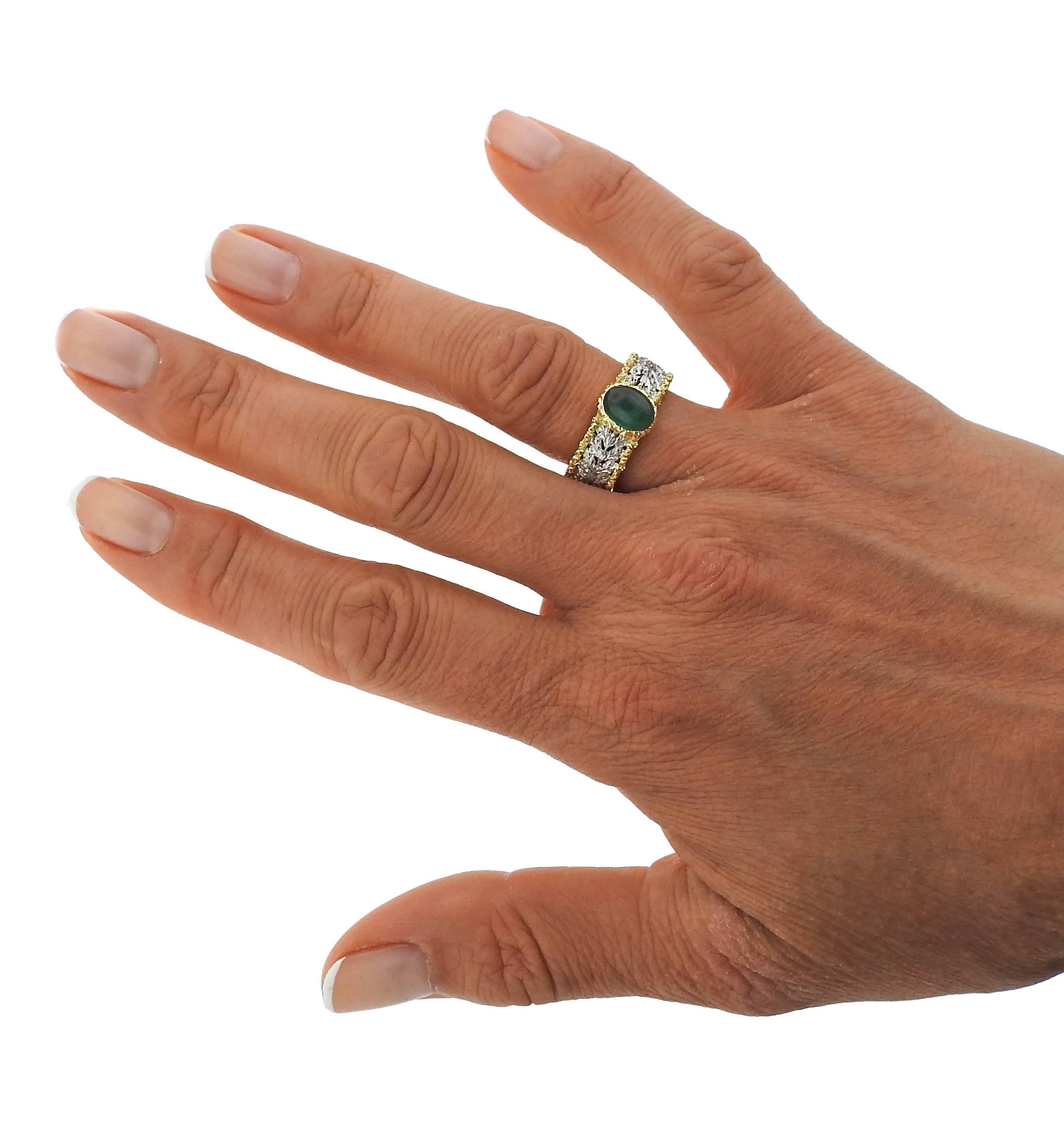 Buccellati Emerald Cabochon Gold Band Ring 1