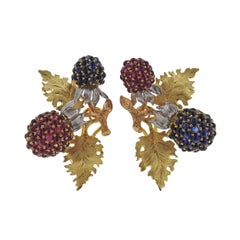 Buccellati Sapphire Ruby Gold Berry Earrings