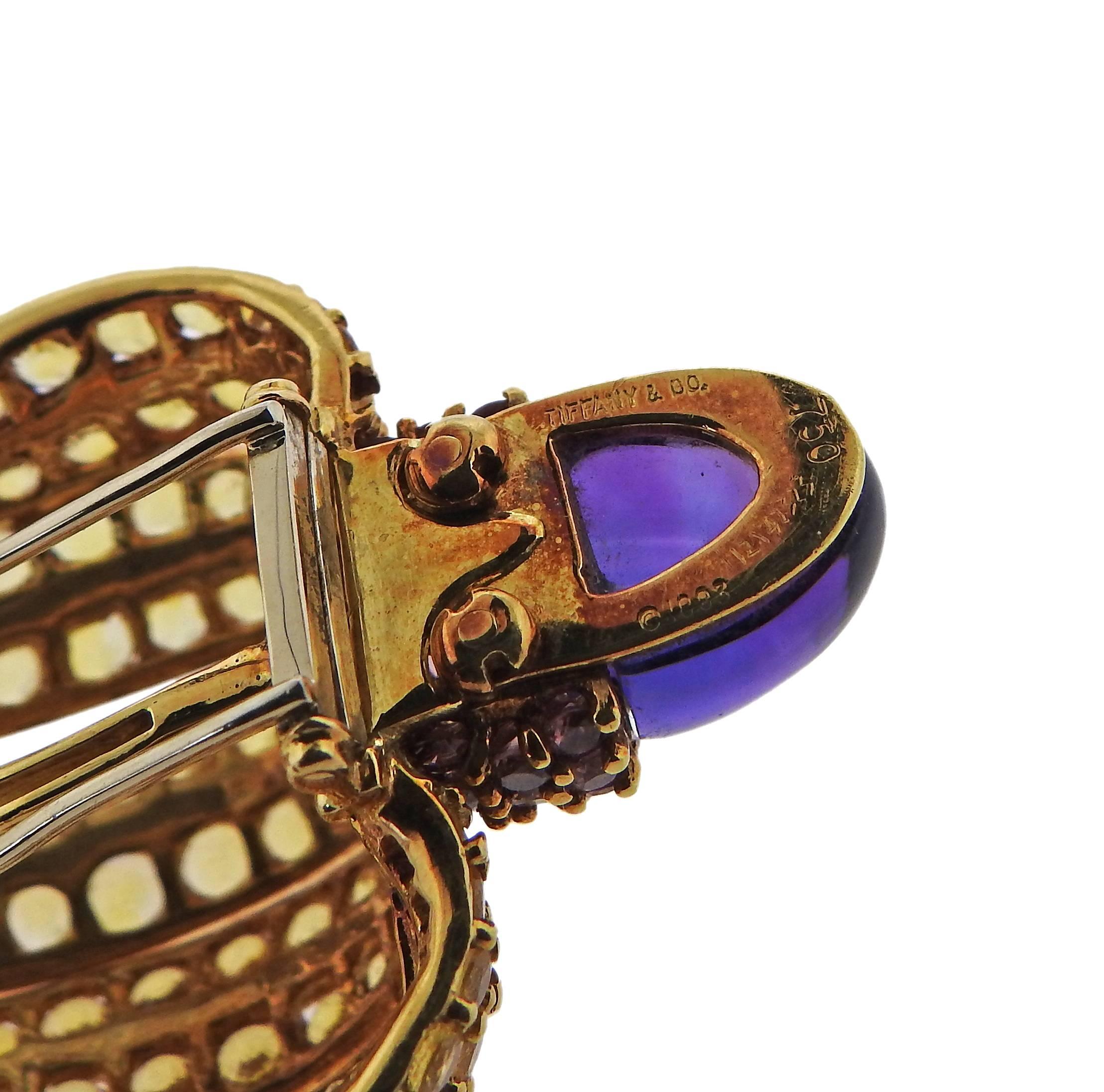 Tiffany & Co. Sapphire Amethyst Tsavorite Diamond  Earrings Brooch Set 4