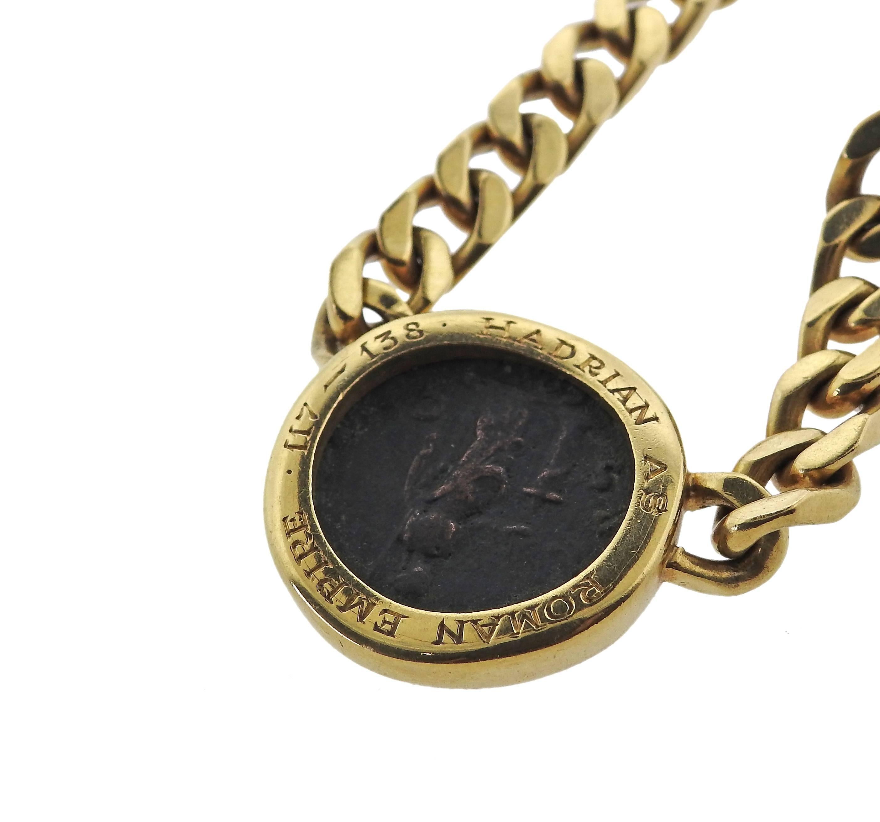 Bulgari Monete Hadrian as Roman Empire Ancient Coin Gold Necklace In Excellent Condition In Lambertville, NJ