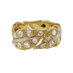 Buccellati Gold Rose Cut Diamond Leaf Band Ring