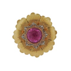 Buccellati ruby Gold Flower Ring