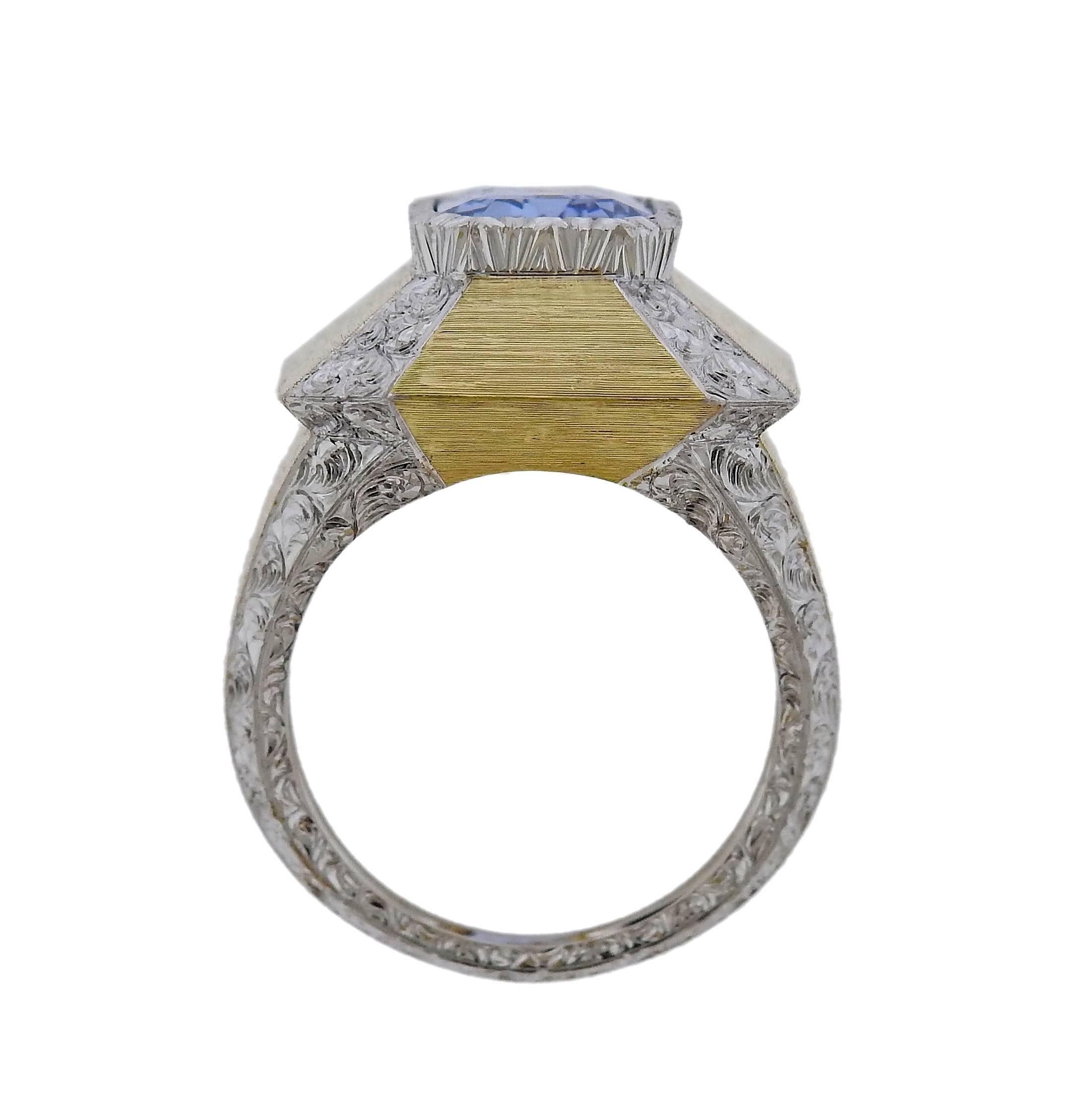 Buccellati  3.70 Carat Sapphire Gold Ring In New Condition For Sale In Lambertville, NJ