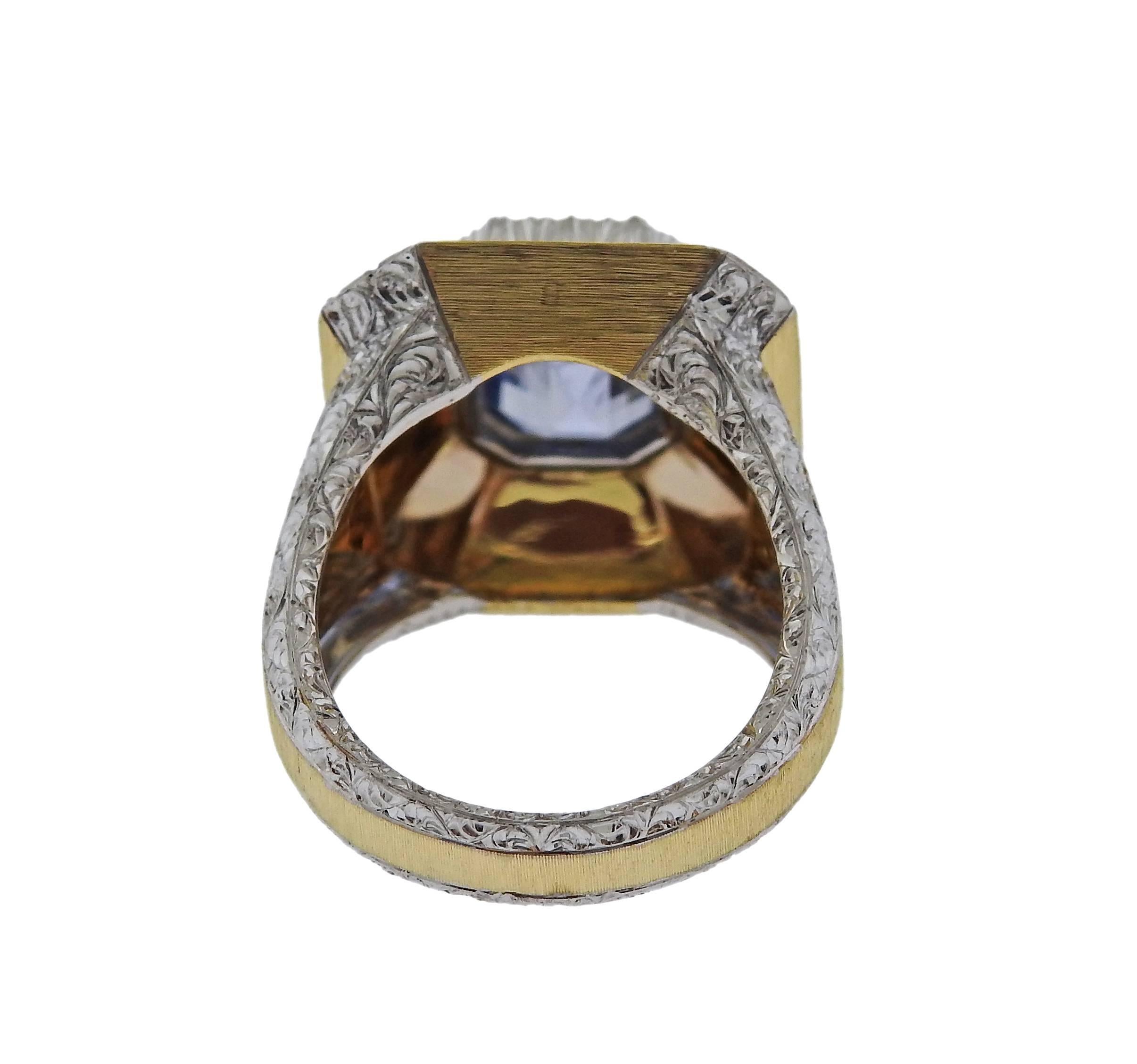 Buccellati  3.70 Carat Sapphire Gold Ring For Sale 1