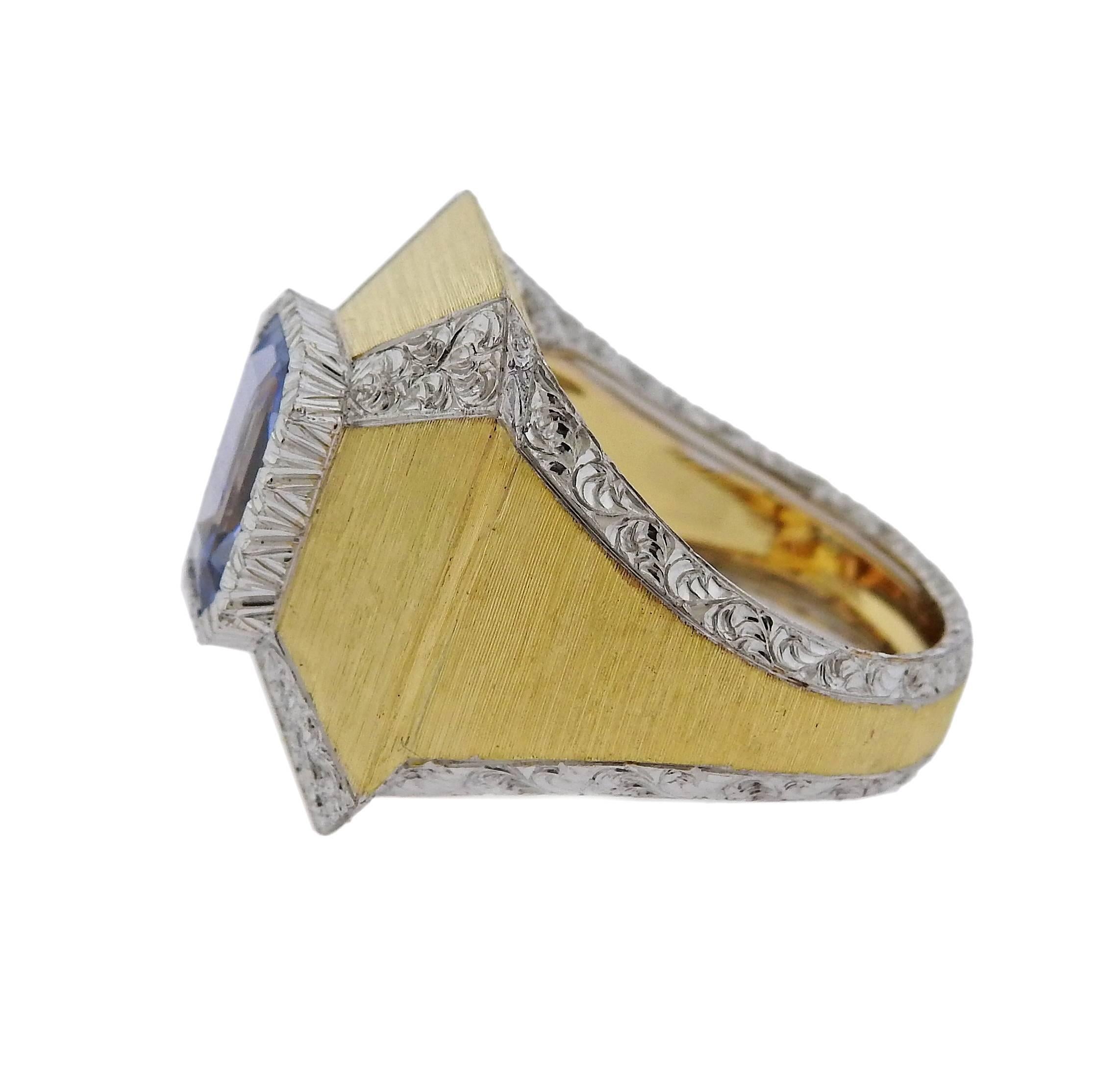Women's Buccellati  3.70 Carat Sapphire Gold Ring For Sale