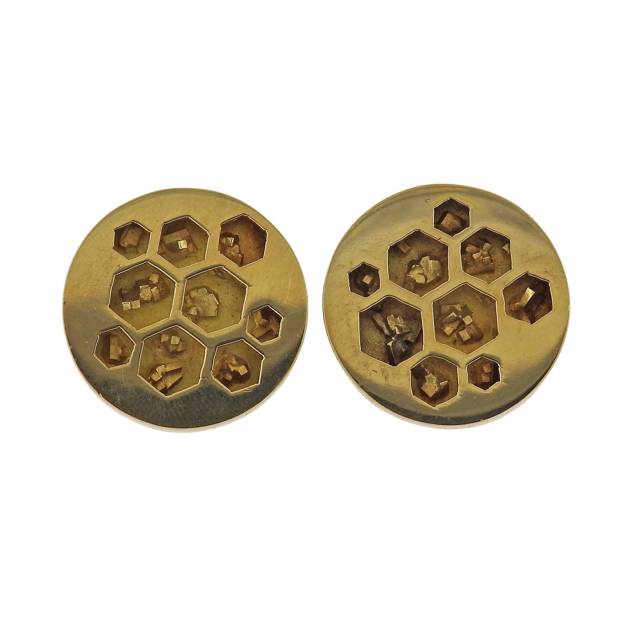 Men's Cartier London Gold Honeycomb Cufflinks