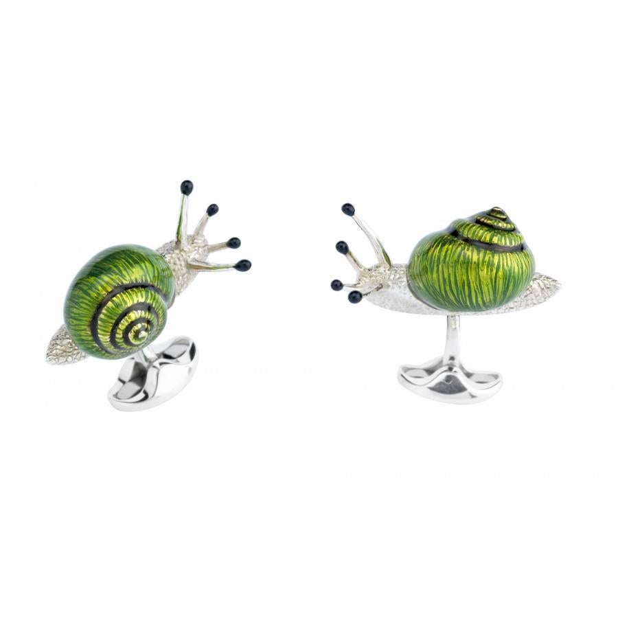 Deakin & Francis Sterling Silver Enamel Snail Cufflinks