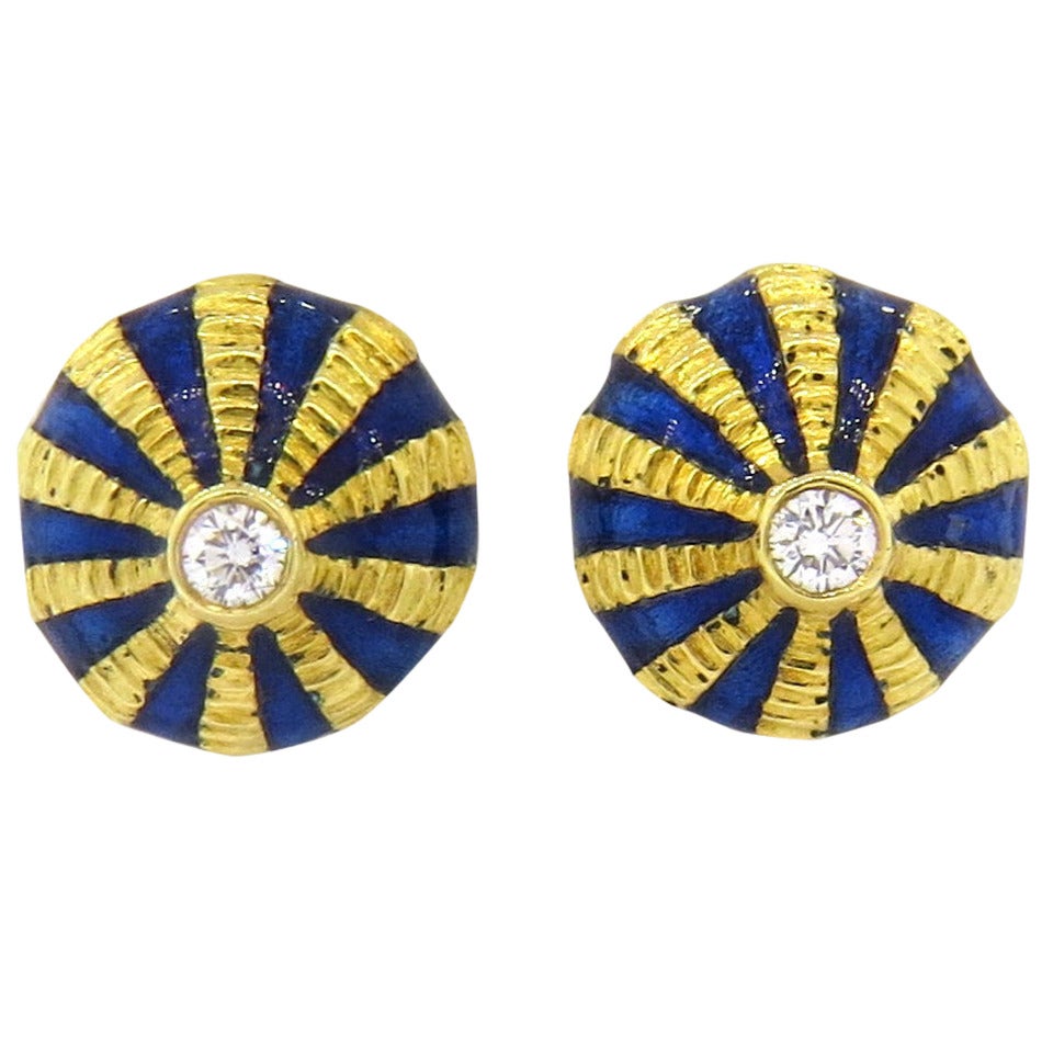 Tiffany & Co. Schlumberger Taj Mahal Diamond Gold Earrings