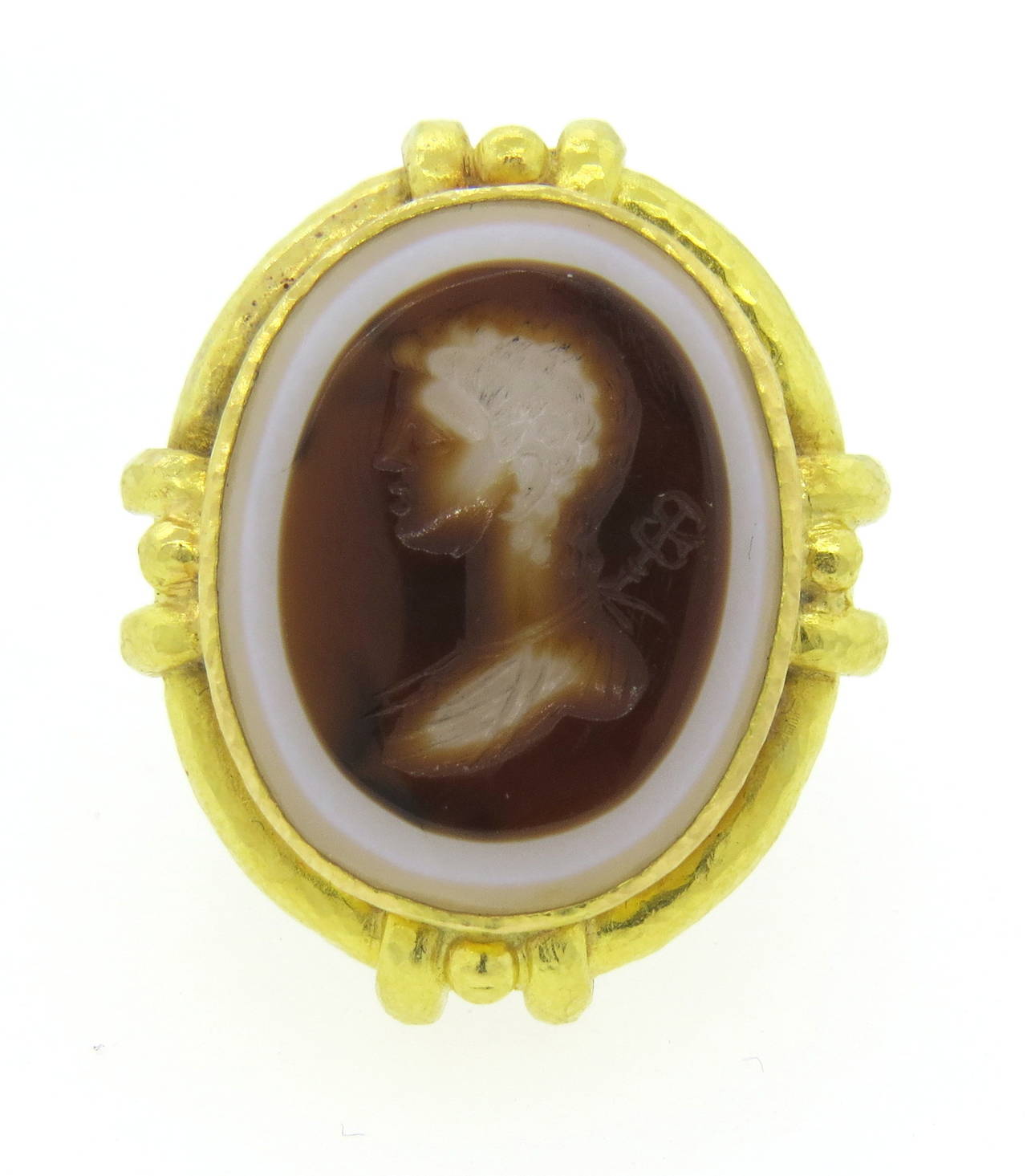 Elizabeth Locke Large Antique Intaglio Agate Gold Ring at 1stDibs