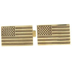 American Flag Gold Cufflinks