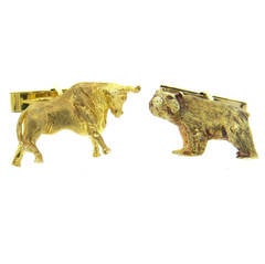 Bull and Bear Stockbroker Gold Cufflinks