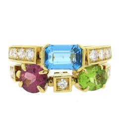 Bulgari Allegra Multicolor Gemstone Diamond Gold Ring