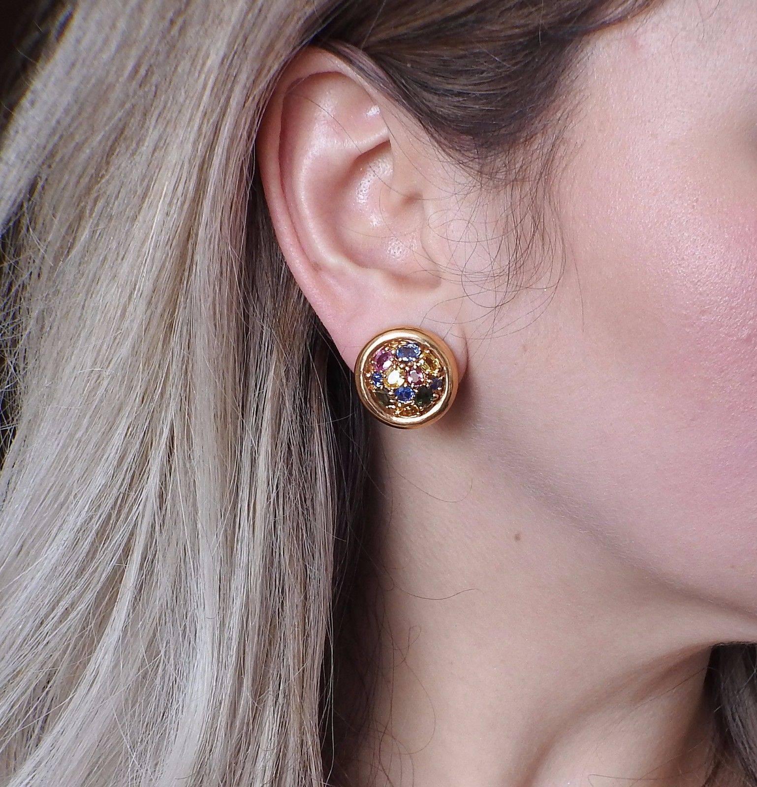 Chaumet Paris Gold Multi-Color Sapphire Earrings 2