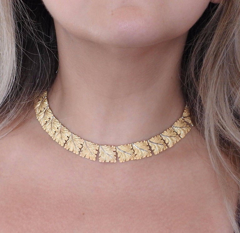 Women's Buccellati Gold Leaf Link Necklace For Sale