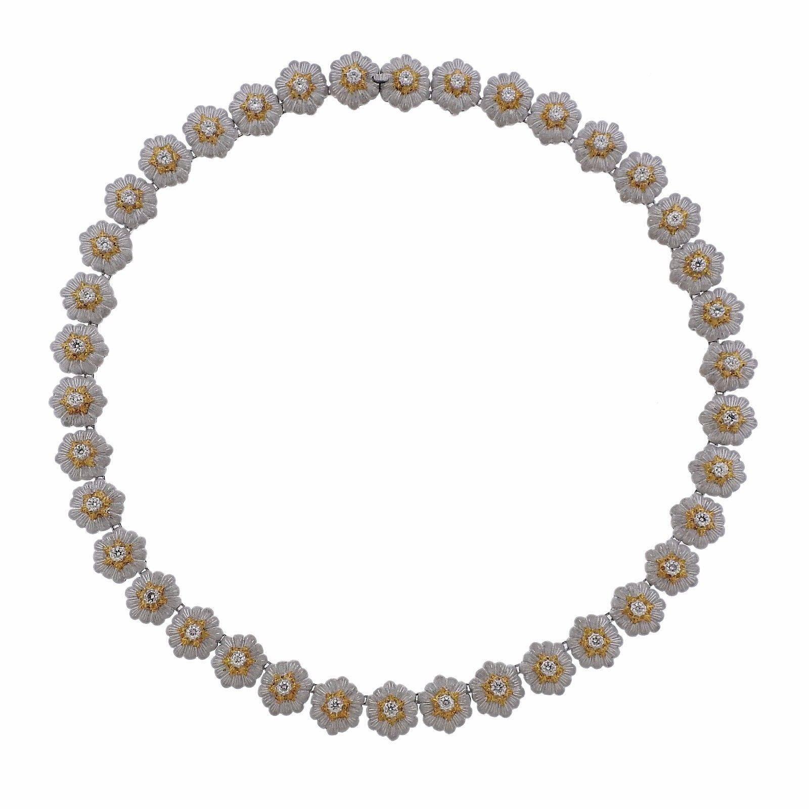 Buccellati Gold Diamond Flower Necklace For Sale