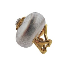 Buccellati Gold Diamond Button Earrings