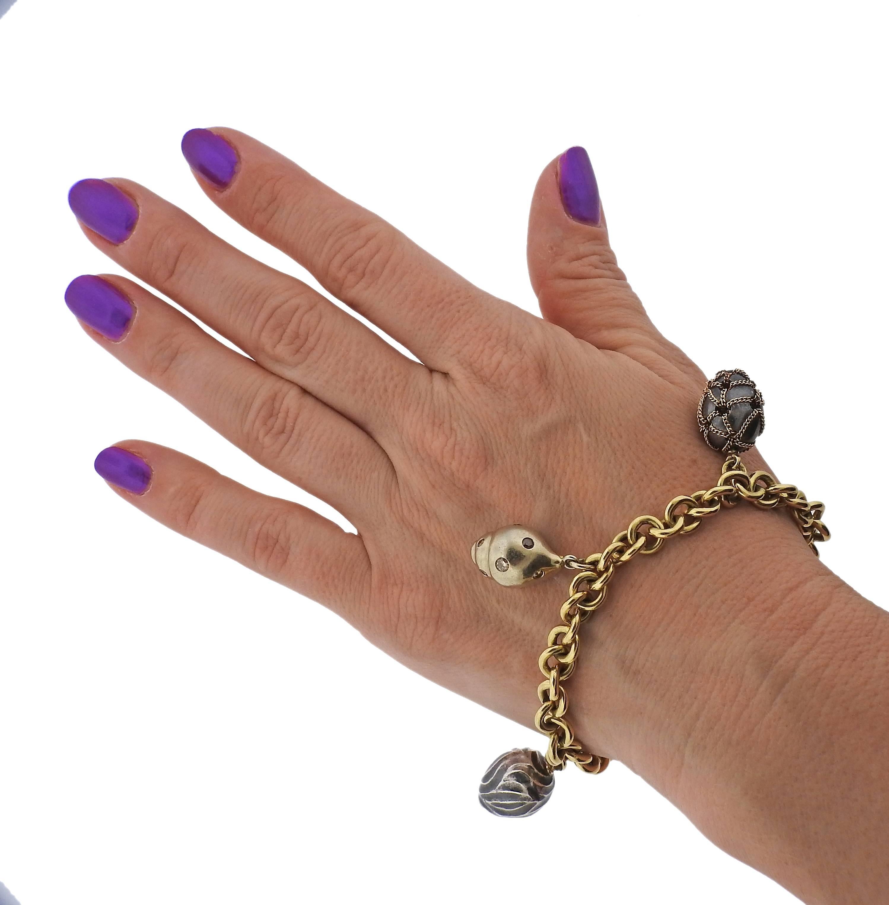 Boregaard Gold Fancy Diamond Toggle Charm Bracelet 1
