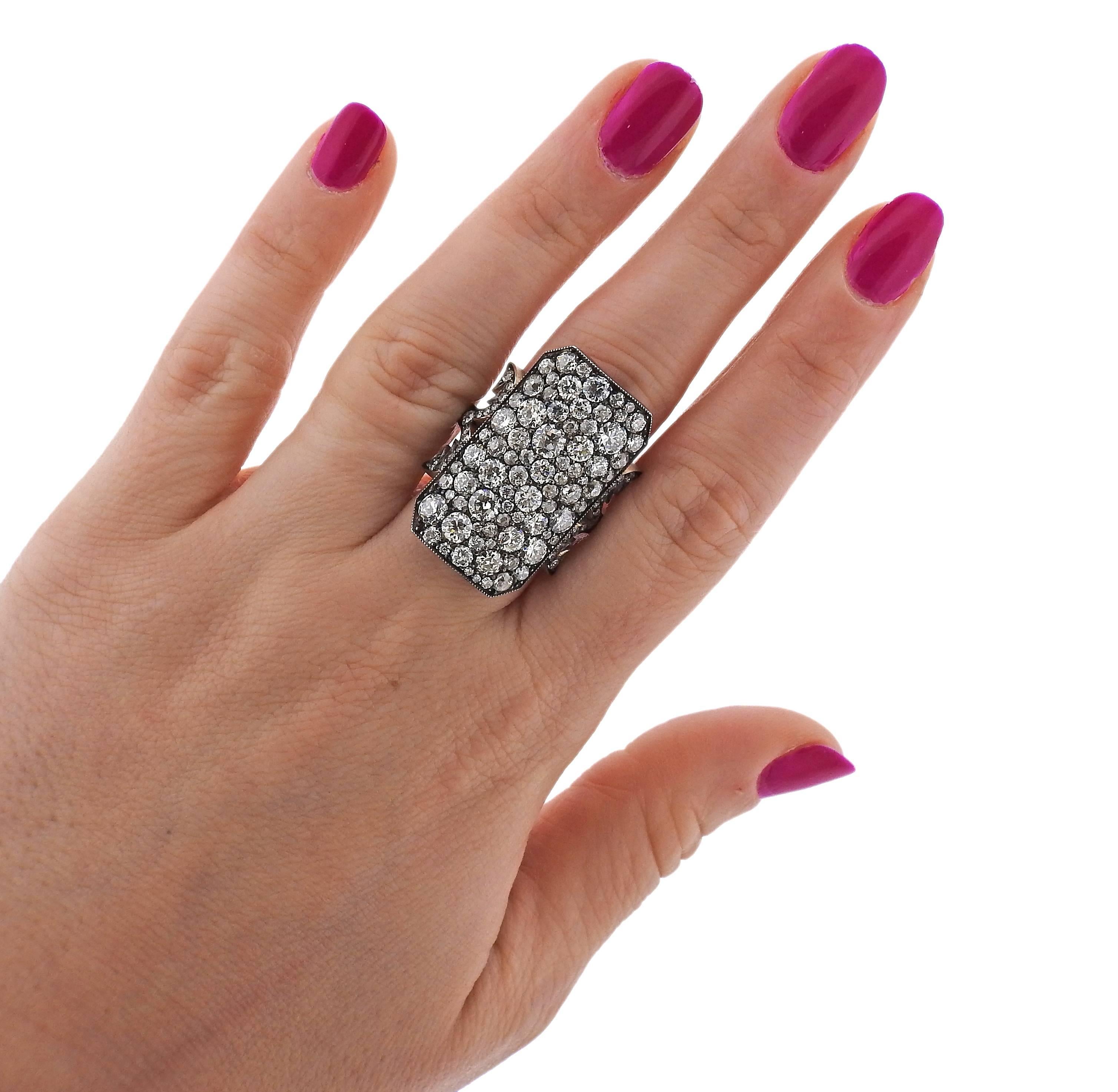 Sylva & Cie Magnificent 8 Carat Diamond Gold Silver Ring 1