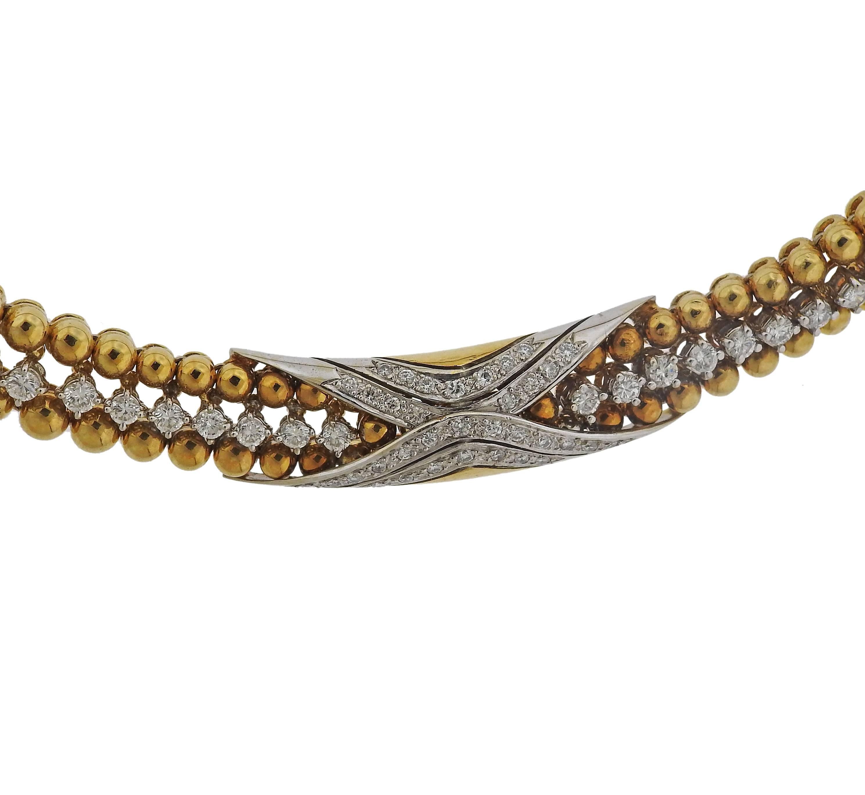 Women's 1960 Era Diamond Gold Couscous Necklace