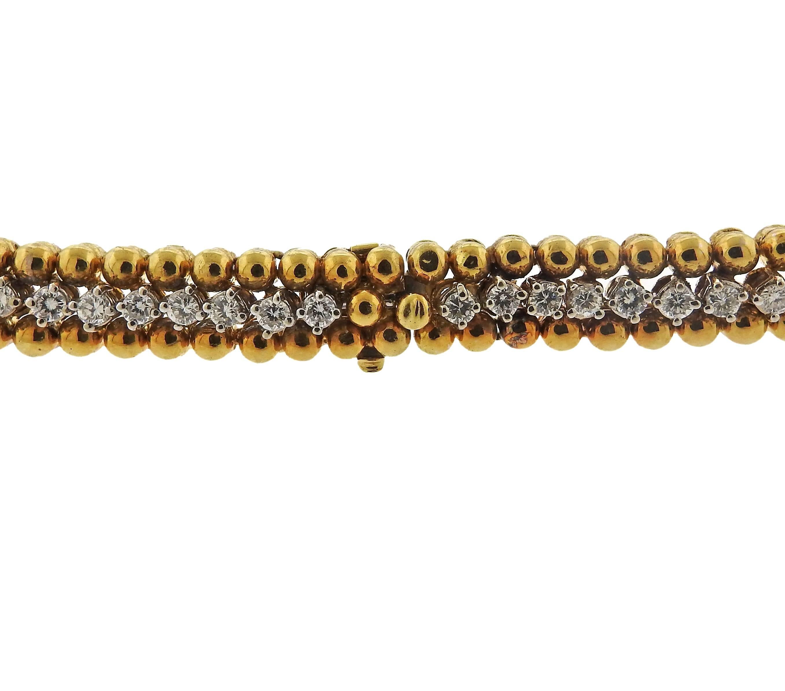 1960 Era Diamond Gold Couscous Necklace 1