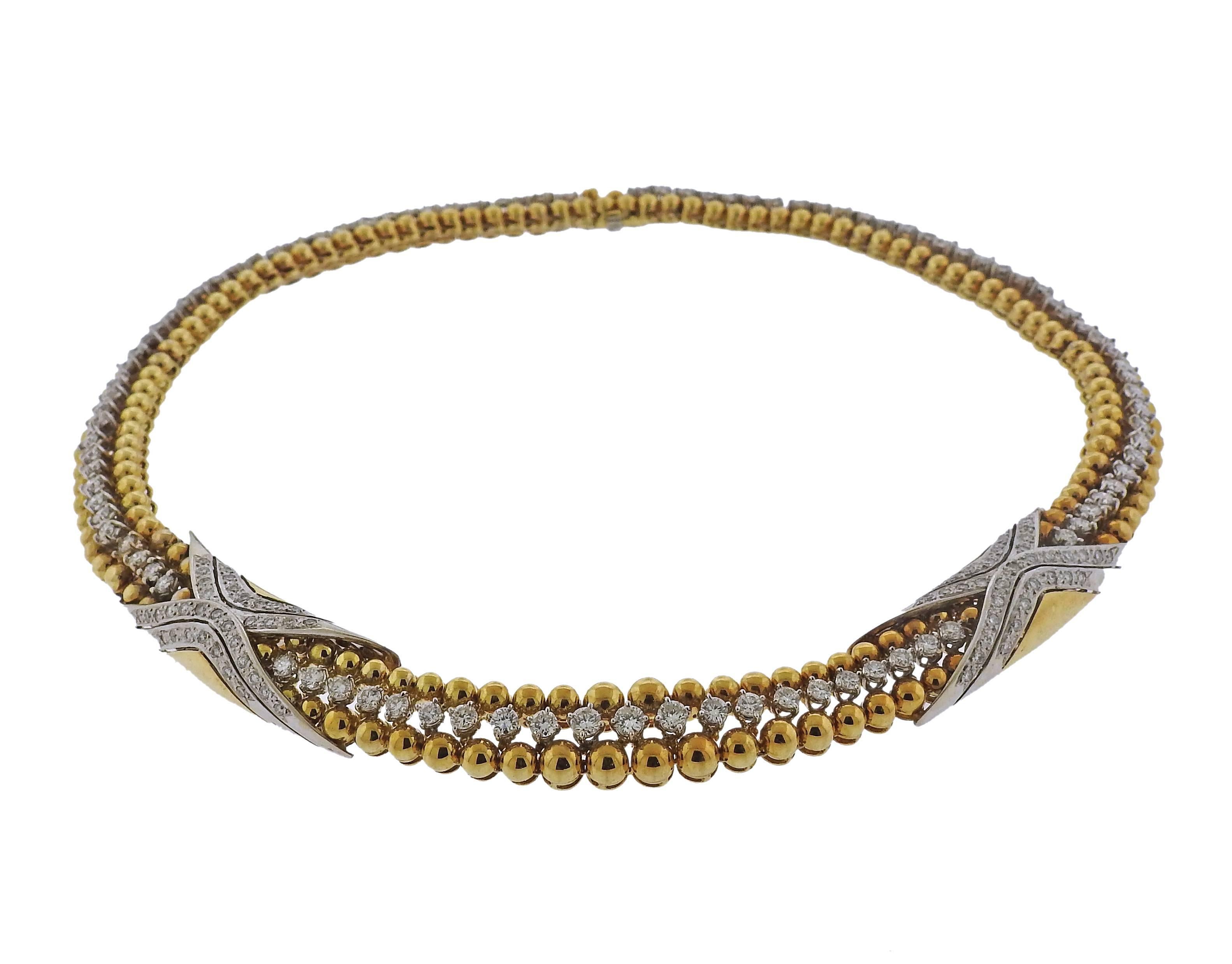 1960 Era Diamond Gold Couscous Necklace 2