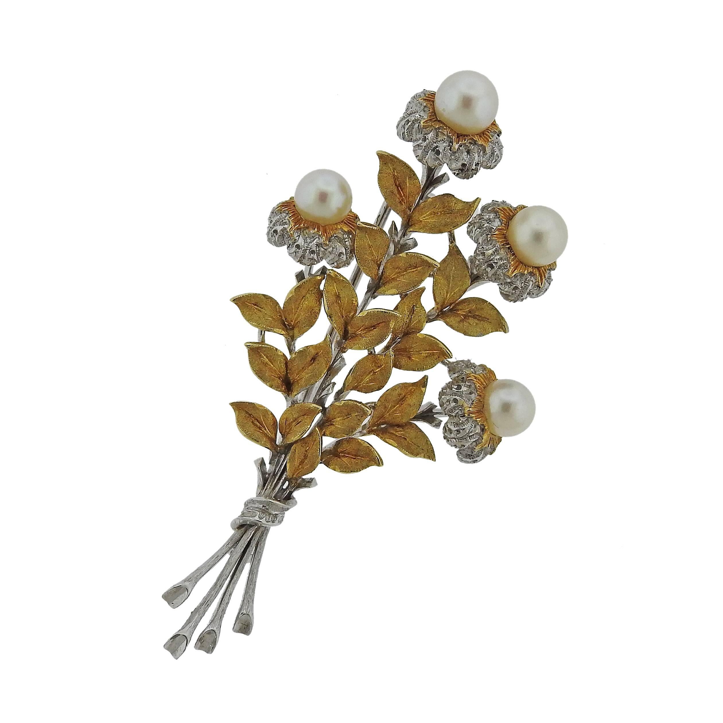 Buccellati Gold Pearl Brooch Pin at 1stDibs