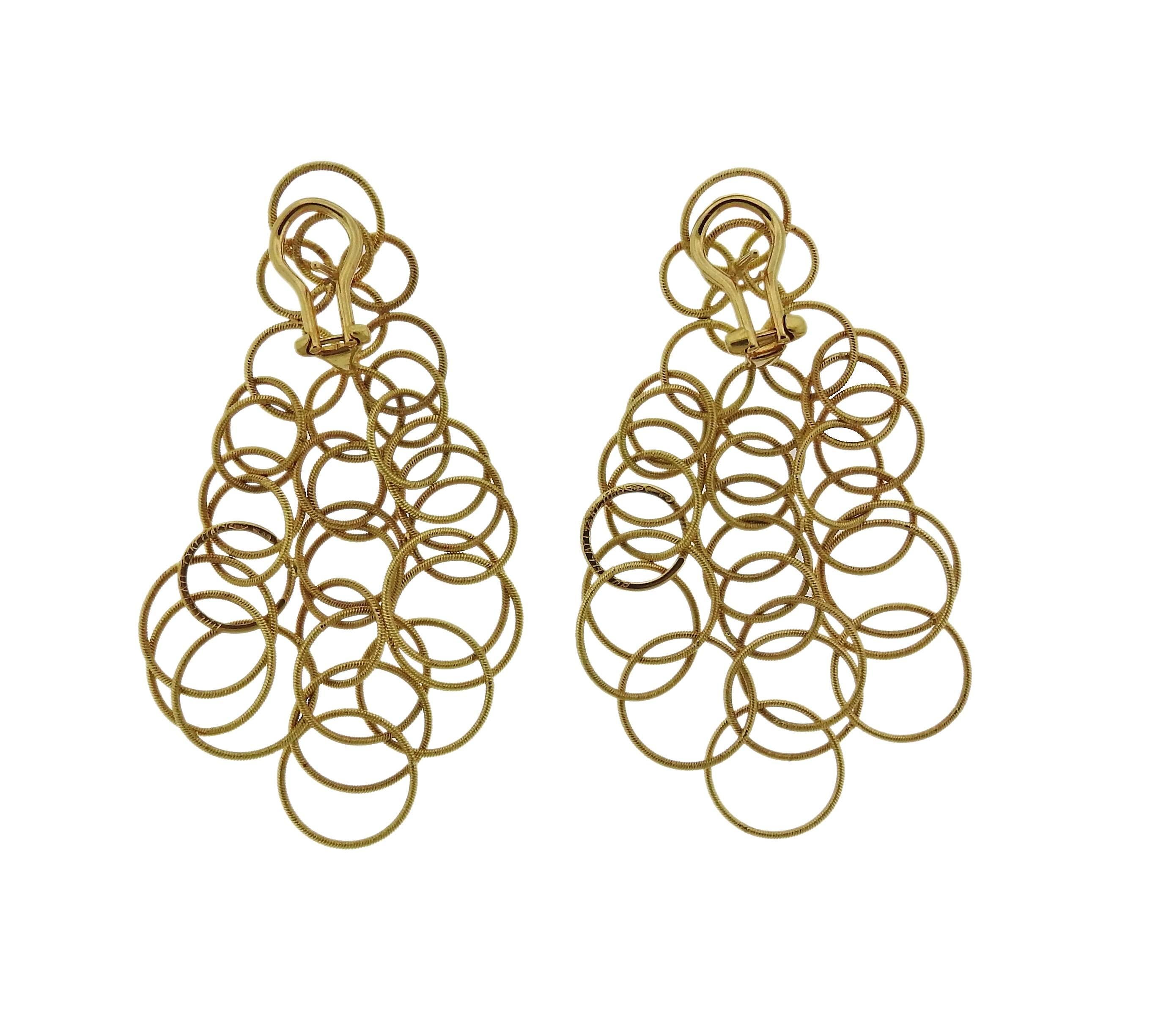 A pair of 18k yellow gold earrings from the Hawaii collection by Buccellati. The earrings measure 68mm x 34mm and weigh 19.8 grams. Marked: Buccellati, 18kt, Italy, 750.
