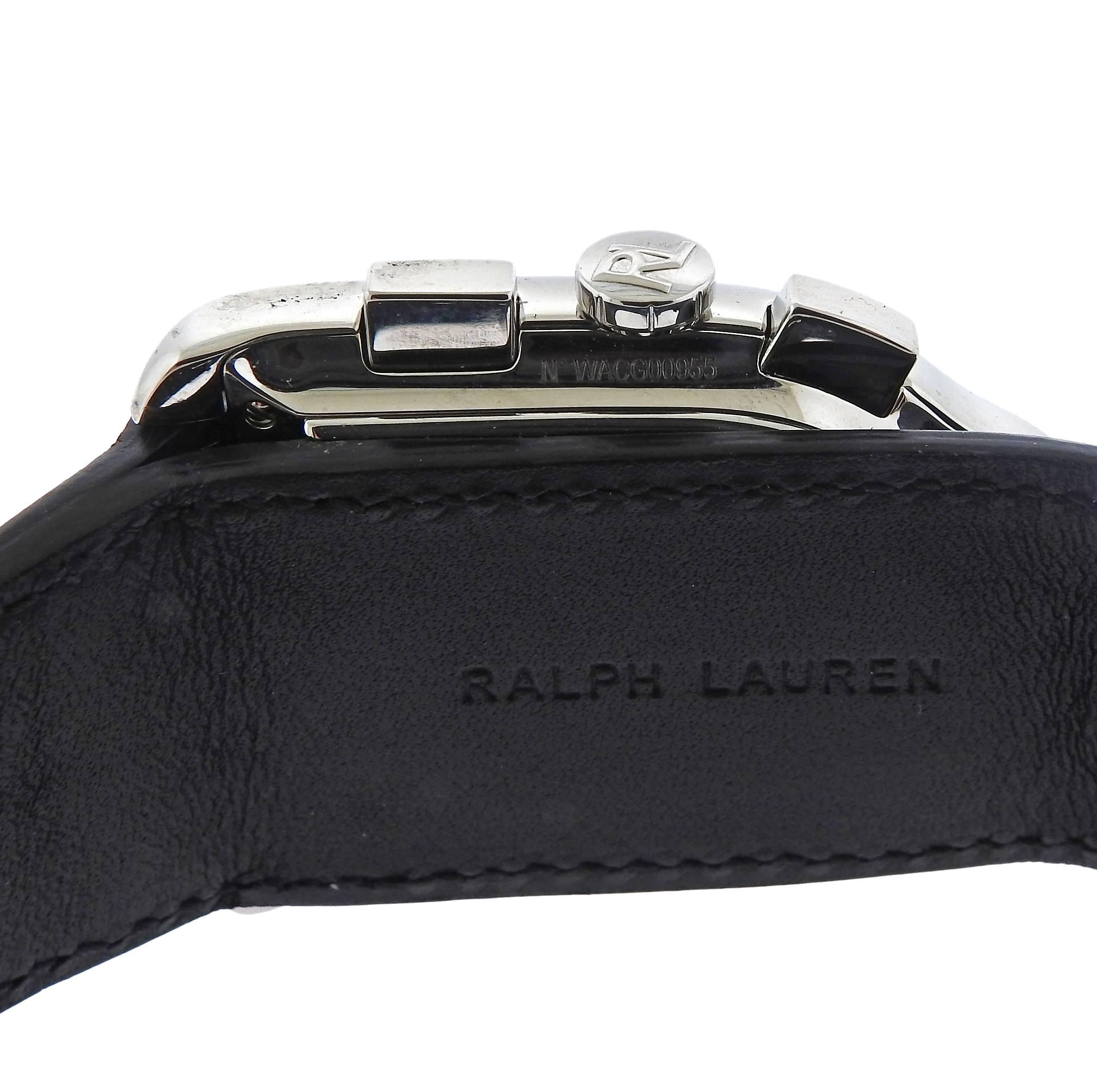 Ralph Lauren Stainless Steel Black Dial Chronograph Automatic Wristwatch In New Condition In Lambertville, NJ