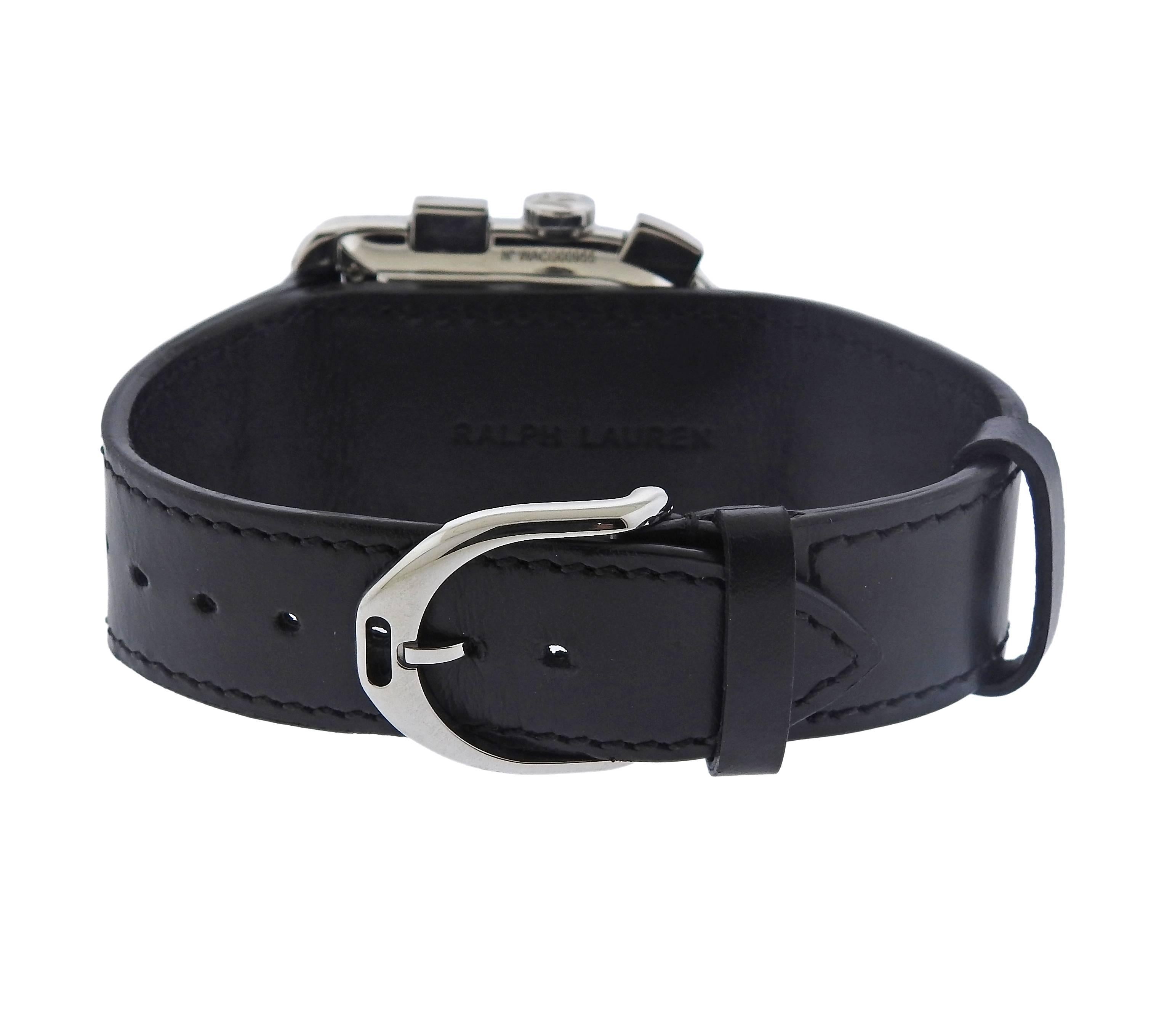 Men's Ralph Lauren Stainless Steel Black Dial Chronograph Automatic Wristwatch