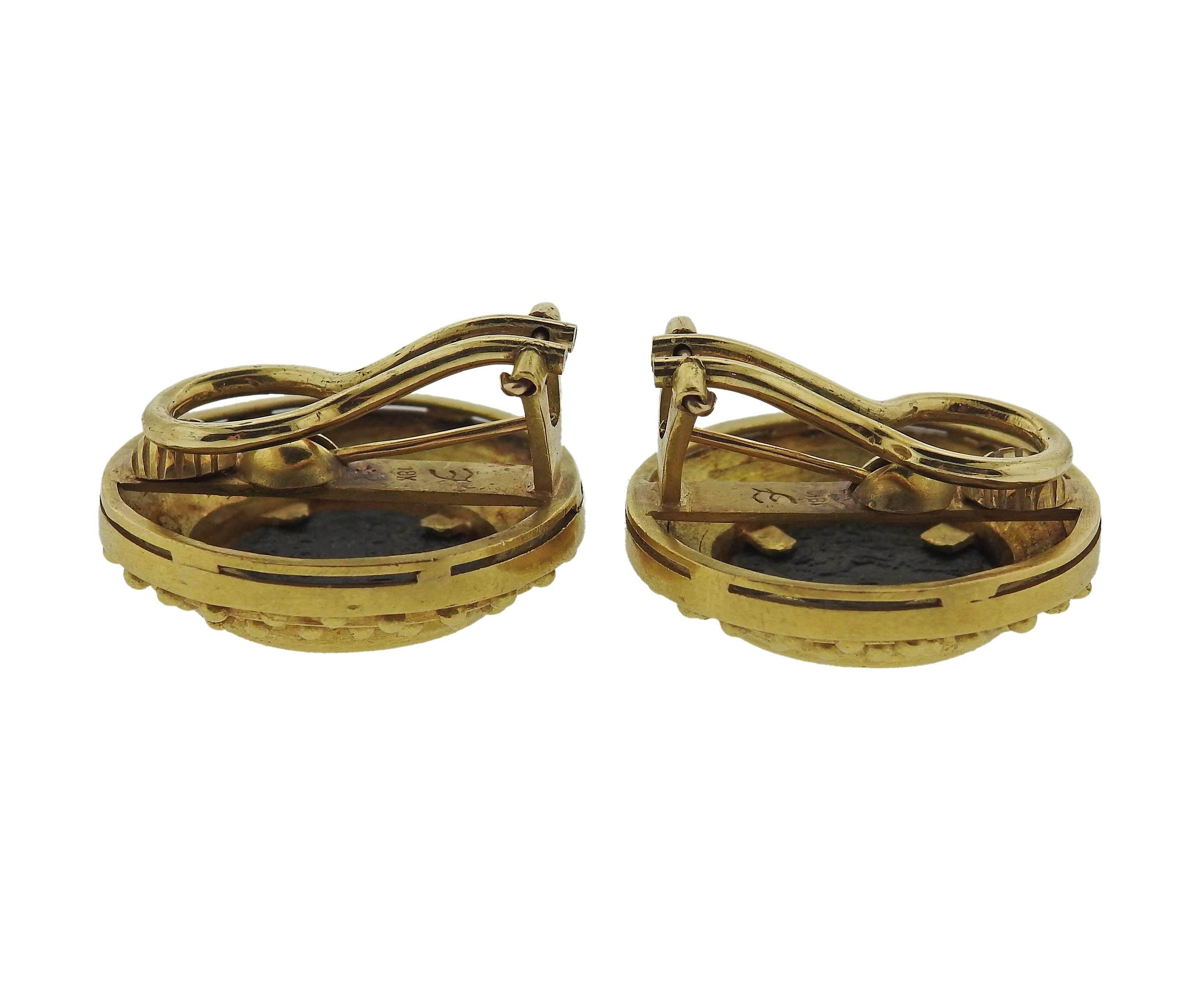 Women's Elizabeth Locke Ancient Coin Gold Earrings For Sale