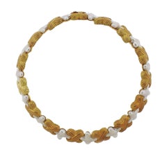 Massive Christopher Walling Diamond Pearl Gold Necklace