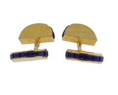Cartier Paris France Lapis Lazuli Gold Cufflinks