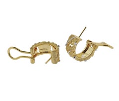 Buccellati Leaf Motif Hoop Gold Earrings