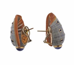Trianon Shell Sapphire Diamond Gold Earrings