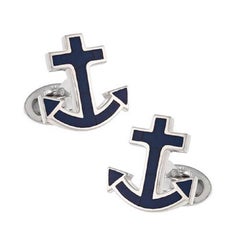 Jan Leslie Nautical Anchor Lapis Sterling Silver Cufflinks