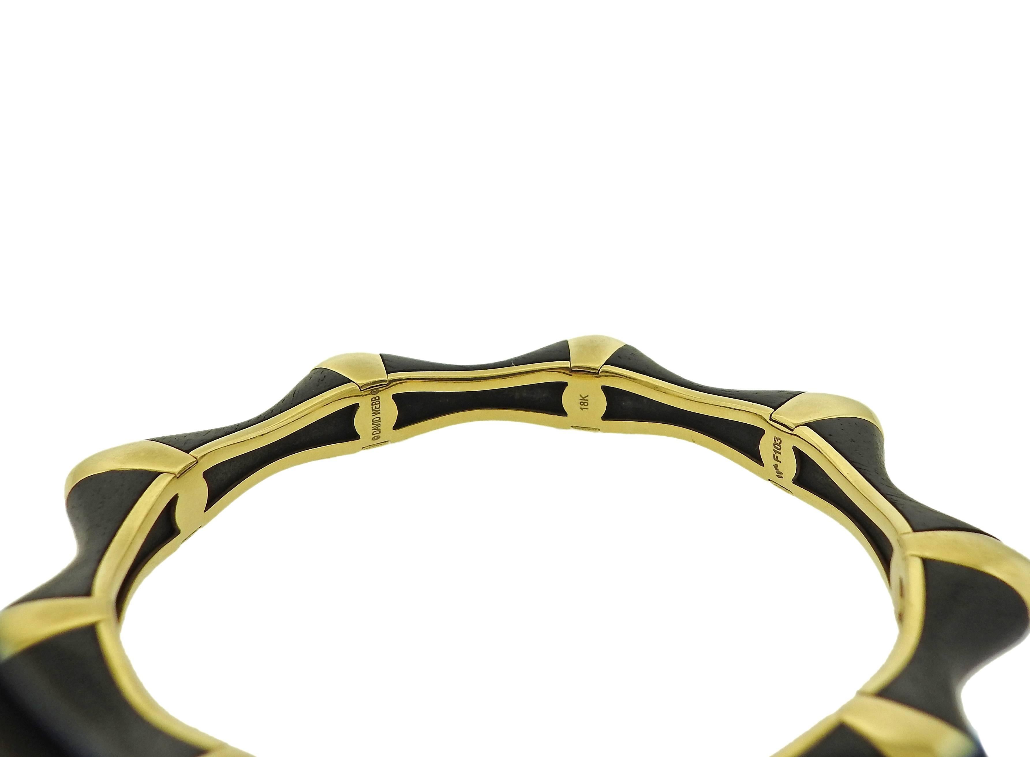 David Webb Ebony Gold Bangle Bracelet In Excellent Condition In Lambertville, NJ