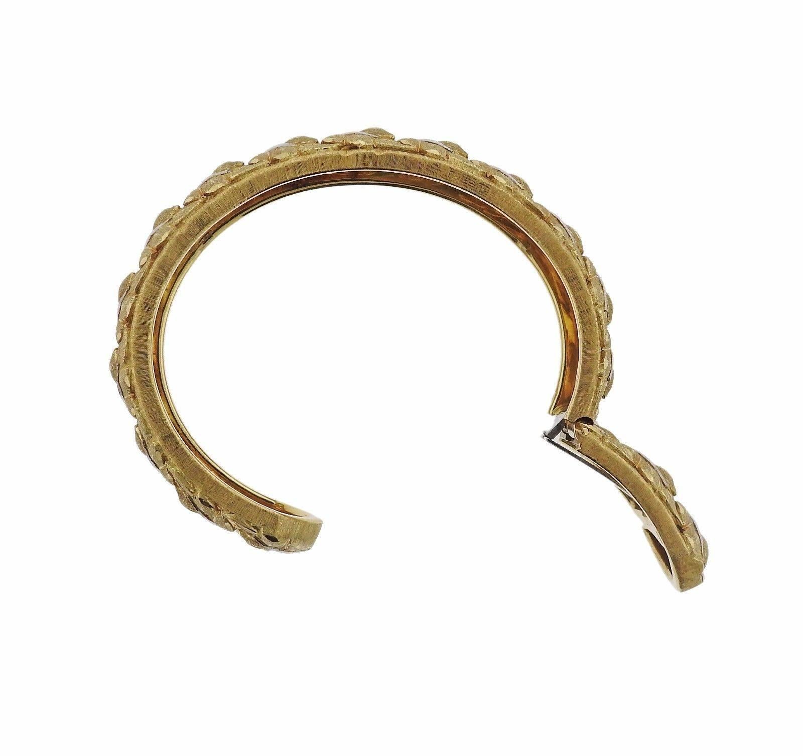 Mario Buccellati Leaf Motif Gold Cuff Bracelet 1