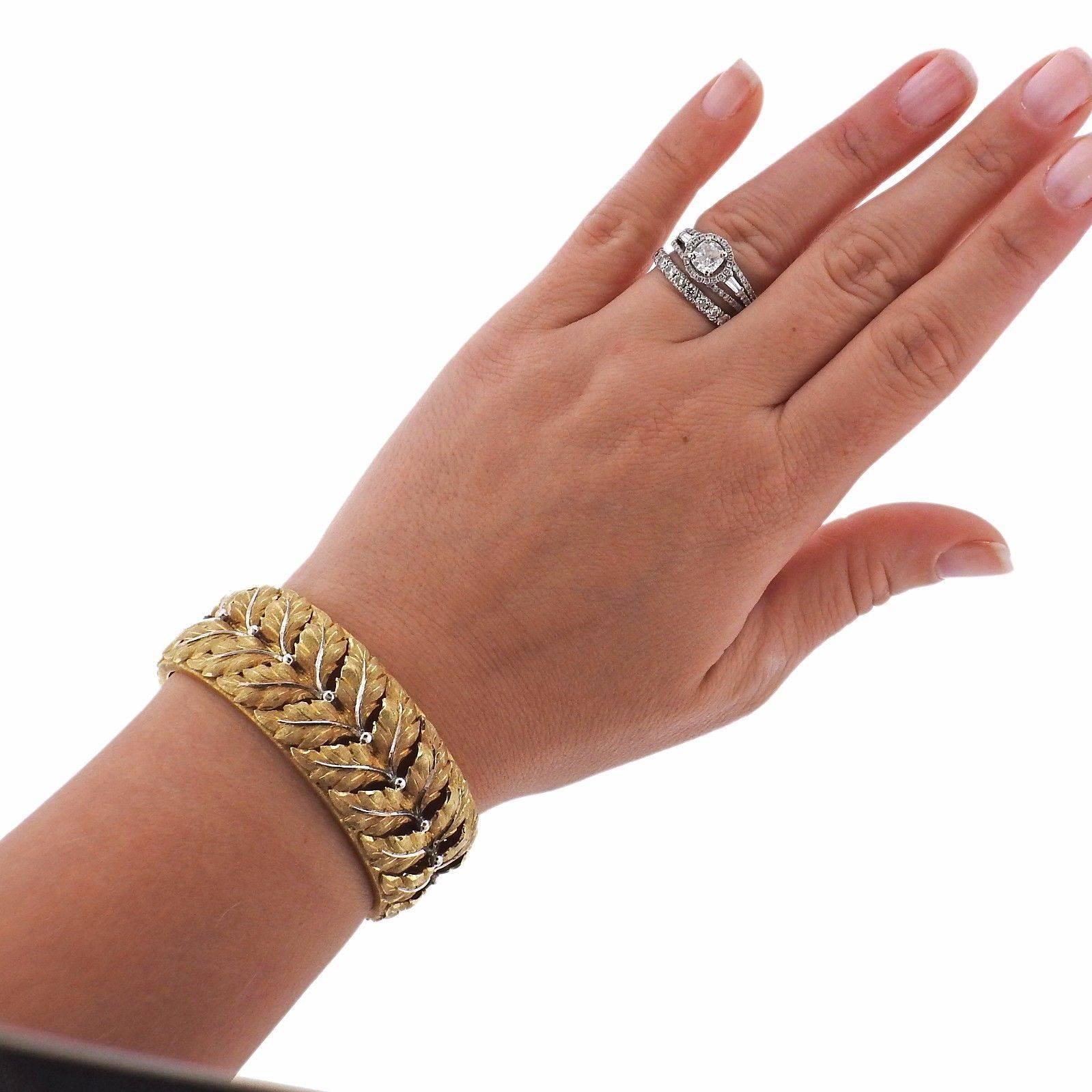 Women's Mario Buccellati Leaf Motif Gold Cuff Bracelet