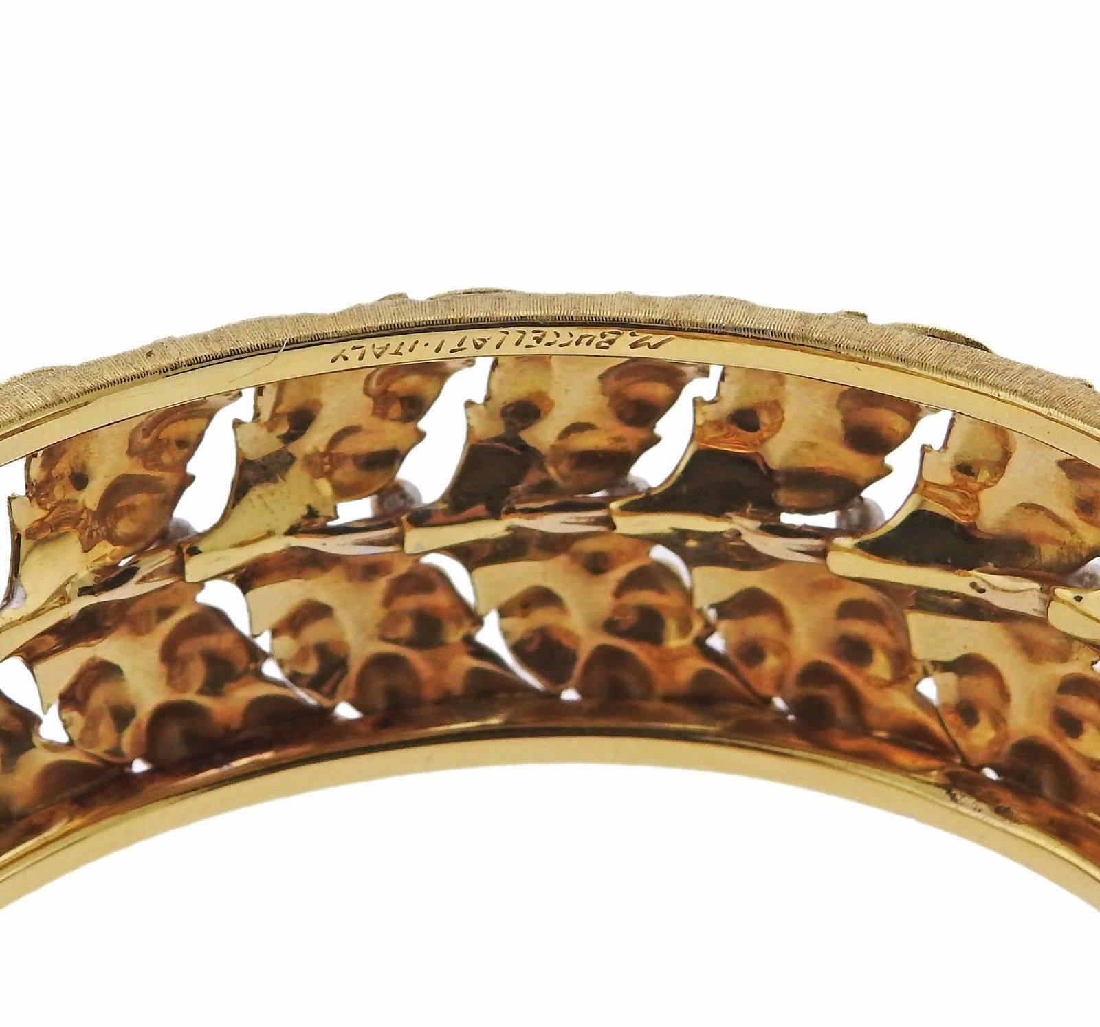 Mario Buccellati Leaf Motif Gold Cuff Bracelet 2