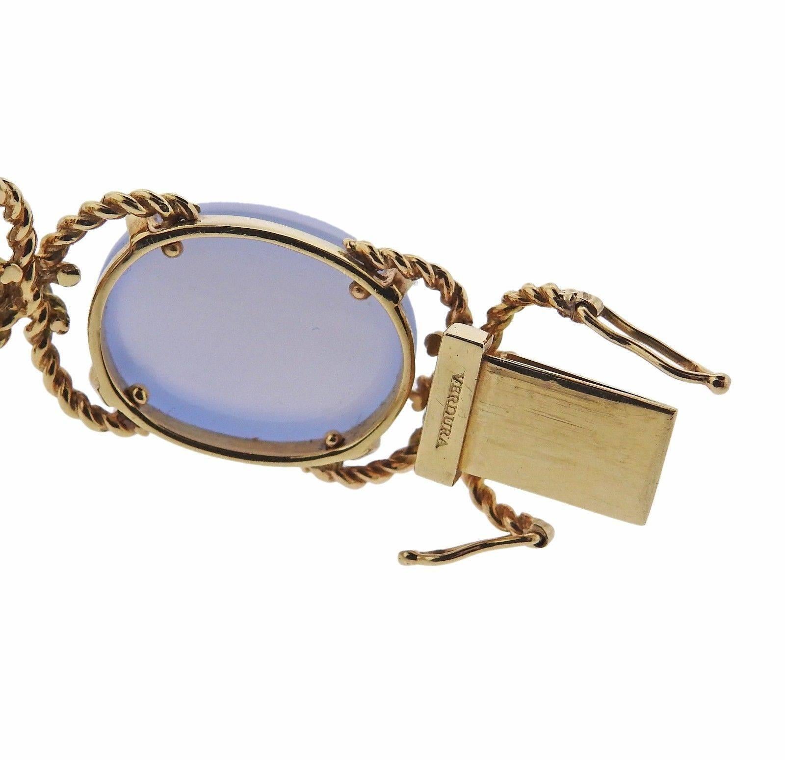 Verdura Pebble Chalcedony Gold Bracelet In Excellent Condition In Lambertville, NJ
