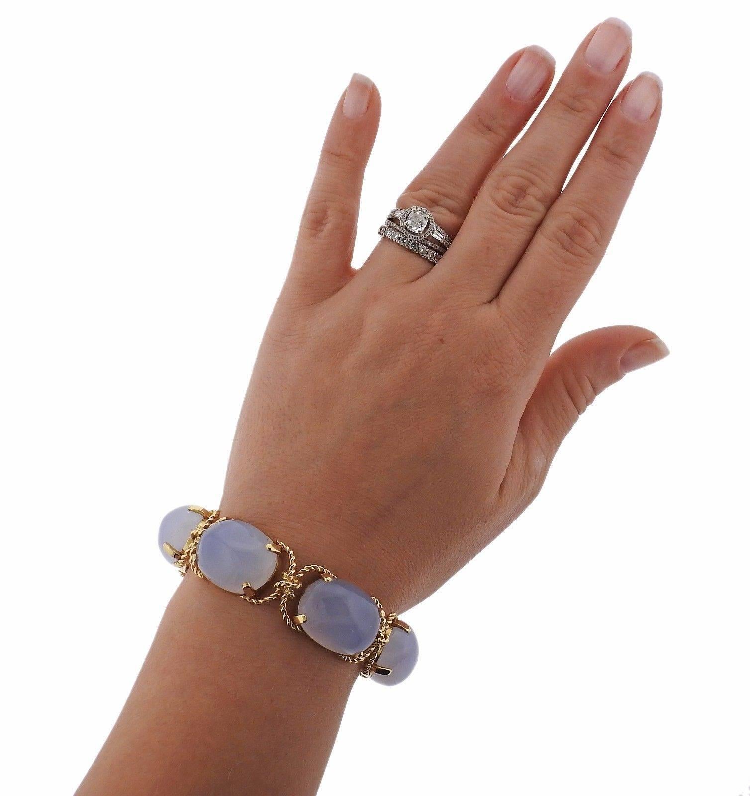 Women's Verdura Pebble Chalcedony Gold Bracelet