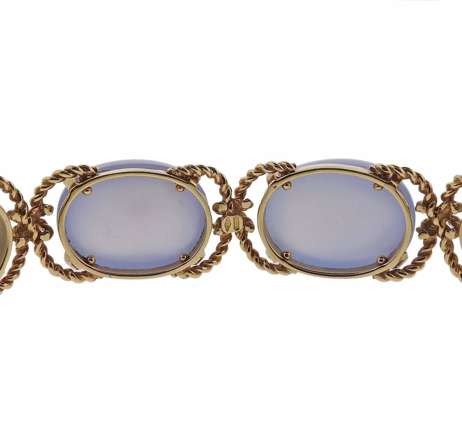 Verdura Pebble Chalcedony Gold Bracelet 1